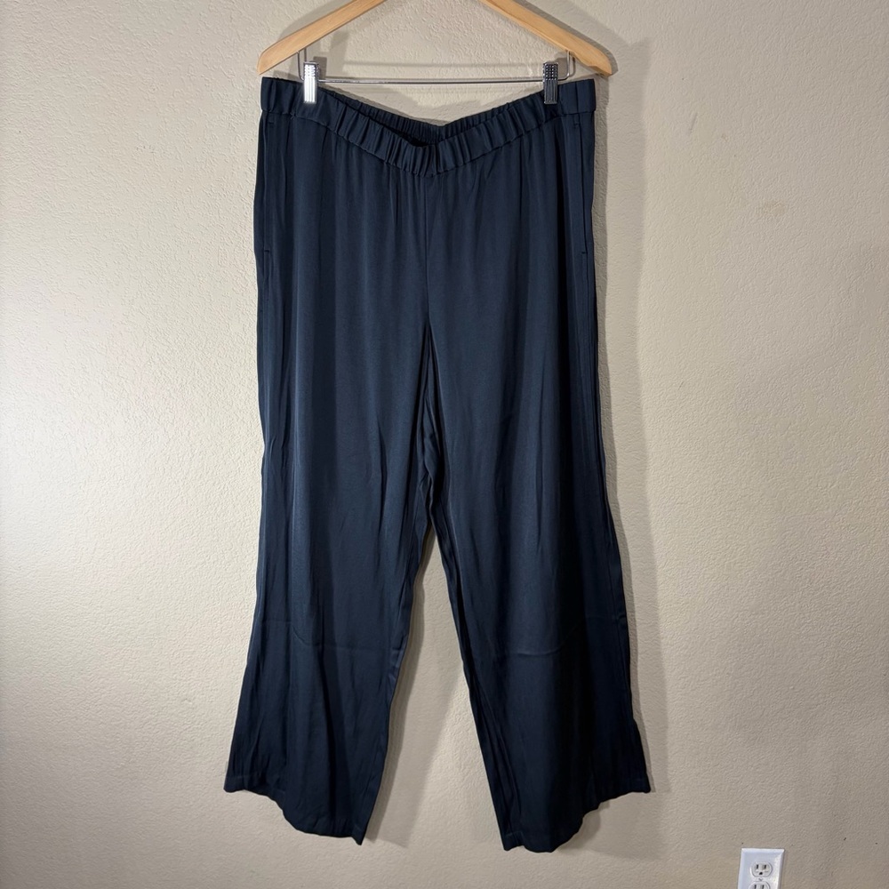 J. Jill Women’s Black Pants Pull On Elastic Waist Rayon Straight Leg Sz L Comfy